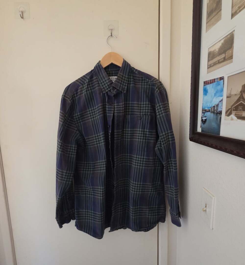 Orvis Plaid Long Sleeve Button-Down Shirt Size M Blue Green Cotton